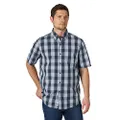Wrangler Authentics Men's Short Sleeve Plaid Shirt, Blue Nights, Small