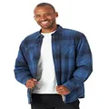 Wrangler Authentics Men's Long Sleeve Sherpa Lined Flannel Shirt Jacket, Admiral Blue, Small