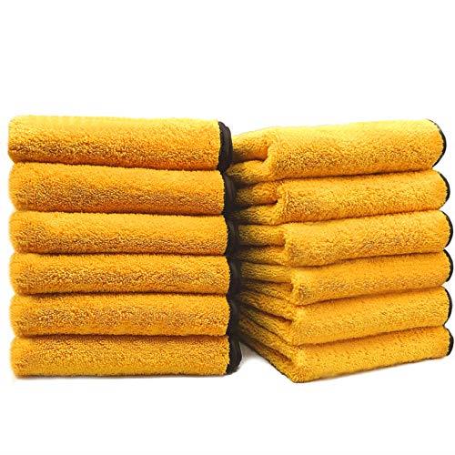 SoLiD 12 Pack Multipurpose Plush Microfiber Edgeless Cleaning Towel for Household and Car Washing, Drying, Detailing