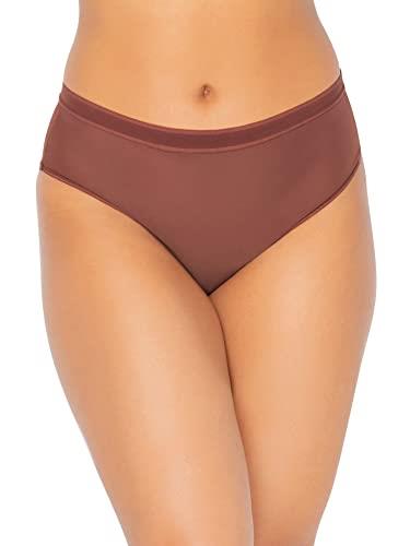 Curvy Couture Women's Girls Plus Size' Sheer Mesh High Cut Brief, Chocolate, Small Plus
