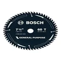 Bosch Accessories 1x General Purpose Circular Saw Blade (for Softwood, Hardwood, Ø 184 mm - 7 1/4 inch, 60 Teeth, +2x Reduction Rings Professional Accessories for Circular Saws from Most Brands)