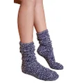 Barefoot Dreams CozyChic Youth Socks - Heathered Indigo/White Stripe, One Size