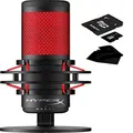 HyperX Newest - QuadCast USB Multi-Pattern Electret Condenser Microphone | 2020 Edition | for PS4, PC and Mac | Pop Filter | Anti-Vibration Shock Mount | | Red - Black | with KWALICABLE Bundle
