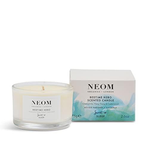 NEOM- Bedtime Hero Scented Candle, Travel Size | Essential Oil Aromatherapy Candle | Ylang Ylang & Chamomile | Scent to Sleep