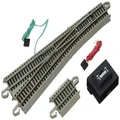 Bachmann Trains - Snap-Fit E-Z Track #6 Remote Crossover Turnout - Left (1/Box) - Nickel Silver Rail with Gray Roadbed - HO Scale