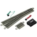 Bachmann Trains - Snap-Fit E-Z Track #6 Remote Crossover Turnout - Left (1/Box) - Nickel Silver Rail with Gray Roadbed - HO Scale
