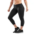 2XU Womens Motion Mid-Rise Compression 7/8 Tights for Training and Fitness, Black/Dotted Reflective Logo, Large x Tall, Black/Dotted Reflective Logo, Large Tall
