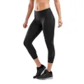2XU Womens Motion Mid-Rise Compression 7/8 Tights for Training and Fitness, Black/Dotted Reflective Logo, Large x Tall, Black/Dotted Reflective Logo, Large Tall