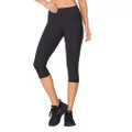 2XU Women's Compression Pants Force Mid-Rise Compression 3/4 Tights Black