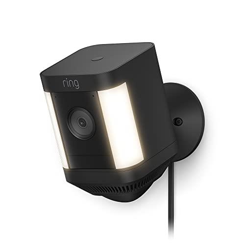 Ring Spotlight Cam Plus Plug-In by Amazon | 1080p HD Video, Two-Way Talk, Colour Night Vision, LED Spotlights, Siren, DIY installation