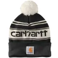 Carhartt Men's Knit Pom Cuffed Logo Beanie, Black, OFA