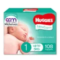 Huggies Newborn Nappies Size 1 (up to 5kg) 108 Count