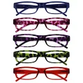 The Reading Glasses Company Value 5 Pack Lightweight Mens Womens Blue Pink Purple Green Red RRRRR32-3456Z +2.50