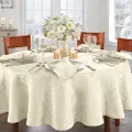 Elrene Home Fashions Caiden Elegance Damask Tablecloth, 60" x 84" Oval, Ivory