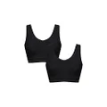 Chantelle Women's Soft Stretch Padded V-Neck Bra Top, Black (2 Pack), Medium-Large