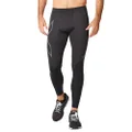 2XU Men's Ignition Shield Compression Tights - Powerful Support & Warmth - Black/Black Reflective - Size X-Small