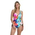 La Blanca V-Neck Halter Tankini Swimsuit Top, Multi//Electric Shore, 10