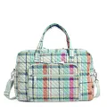 Vera Bradley Women's Cotton Weekender Travel Bag, Pastel Plaid - Recycled Cotton, One Size