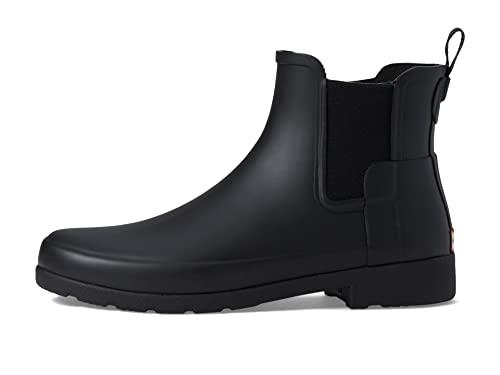 HUNTER Boot Women's Original Refined Texture Chelsea Rain Boot, Black, 6 UK