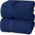 Utopia Towels - Luxurious Jumbo Bath Sheet 2 Piece - 600 GSM 100% Ring Spun Cotton Highly Absorbent and Quick Dry Extra Large Bath Towel - Super Soft Hotel Quality Towel (35 x 70 Inches, Navy)