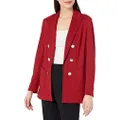 Anne Klein Women's Faux Double Breasted Patch Pocket Jacket, Sangria/Sangria, X-Small