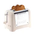 Dualit 2 Slice Lite Toaster | 1.1kW Toasts 60 Slices an Hour | Polished with Canvas White Trim | Bagel & Defrost Settings | 36 mm Wide Slots | 26213
