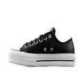 Converse Women's Chuck Taylor All Star Lift Platform Denim Fashion Sneakers, Black/White, 8