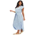 BILLABONG Women's Lovely Ways Button Front Midi Dress, Sweet Blue, Large