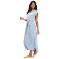 BILLABONG Women's Lovely Ways Button Front Midi Dress, Sweet Blue, Large