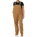 Dickies Women's Plus Relaxed Fit Straight Leg Bib Overalls, Rinsed Brown Duck, 16 Plus