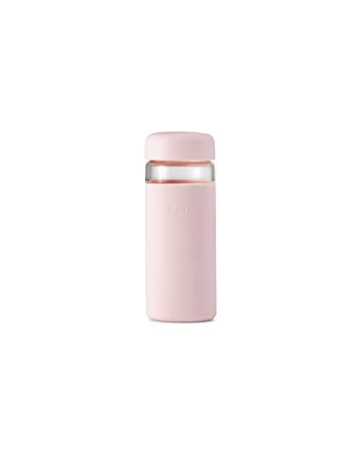 W&P Porter Glass Wide Mouth Bottle w/Protective Silicone Sleeve | Blush 16 Ounces | On-the-Go | Reusable Bottle | Portable and Lightweight | Dishwasher Safe
