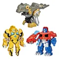 Transformers Primal Team-Up 3-Pack with Optimus Prime, Bumblebee, and Grimlock Converting Dinosaur Figures, 4.5-Inch Toys, Ages 3 and Up