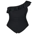 Hilor Women's One Piece Swimsuits One Shoulder Swimwear Asymmetric Ruffle Monokinis Bathing Suits Black 14