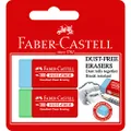 Faber-Castell Dust-Free Erasers, Blue and Green Medium – Blister Pack of 2 (82-187193)
