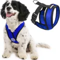 Gooby - Comfort X Head-in Harness, Choke Free Small Dog Harness with Micro Suede Trimming and Patented X Frame, Blue, Medium