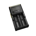 NITECORE Torches Smart Charger Nitecore Digicharger D2 Universal Smart Charger D2, Black (D2), Li-ion (26650, 22650, 18650, 17670, 18490, 17500, 18350, 16340(RCR123), 14500, 10440). Ni-MH and Ni-Cd (AA, AAA, AAAA, C) Rechargeable Batteries
