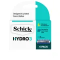 Schick - Hydro 3 for Men | Razor Blade Refills | 4 Pack | Hydrating Gel Pools | Aloe & Pro-Vitamin B5 | 3 Blade Cartridges with Skin Guards