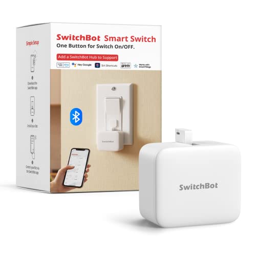 SwitchBot Smart Switch Button Pusher - No Wiring, Wireless App or Timer Control, Add SwitchBot Hub Mini to Make it Compatible with Alexa, Google Home, IFTTT (White)