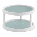 Copco Non-Skid 2 Tier Pantry Cabinet Lazy Susan Turntable, 12-Inch, White and Buxton Blue