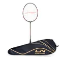 Li-Ning Super Series 900 Carbon Fibre Strung Badminton Racket with Full Racket Cover (Black/Red) | for Intermediate Players | 84 Grams | Maximum String Tension - 30lbs
