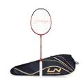 Li-Ning 3D Calibar X Boost Carbon Fiber Strung Badminton Racket with Full Racket Cover (Red/Black)| for Professional Players | 83 Grams |Maximum String Tension - 30lbs