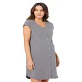 Ripe Maternity Women's Blake S/SLV Button Up Nightie, Gunship/White, XL