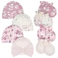 Gerber Baby Girls' 8-Piece and 9-Piece Cap and Mitten Sets, Pink Fox, 0-6 Months