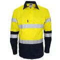 DNC Workwear Men's High Visibility 2 Tone Biomotion Taped Shirt - Yellow/Navy - X-Small
