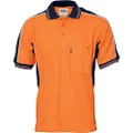 TOMYEUS DNC Workwear Men's Poly/Cotton Contrast Panel Short Sleeve Polo Shirt, Orange/Navy, 3X-Large