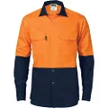 DNC Workwear Unisex Hivis Two Tone Drill Shirt with Press Studs - Orange/Navy - X-Large