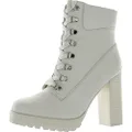 Steve Madden Womens Beso Leather Combat & Lace-up Boots Ivory 11 Medium (B,M)
