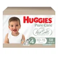 Huggies Pure Care Nappies Size 4 (10-15kg) 58 Count (Packaging May Vary)