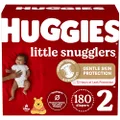 Huggies Little Snugglers Baby Diapers, Size 2 (up to 12-18 lb.), 180 Ct, Economy Plus Pack (Packaging May Vary)