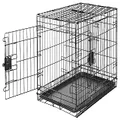 Amazon Basics Foldable Metal Wire Dog Crate with Tray, Double Door, 76cm Length, Black